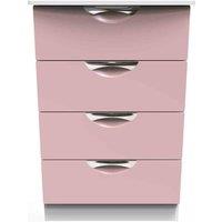 Welcome Furniture Ready Assembled Camden 4 Drawer Midi Chest In Kobe Pink & White, Pink
