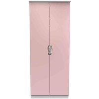 Welcome Furniture Ready Assembled Camden 2 Door Mirrored Robe In Kobe Pink & White, Pink
