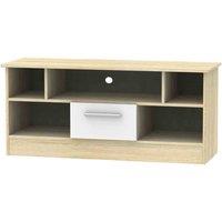 Welcome Furniture Ready Assembled Contrast 1 Drawer Tv & Media Unit In White & Bardolino Oak, White