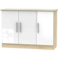 Welcome Furniture Ready Assembled Contrast 3 Door Sideboard In White & Bardolino Oak, White