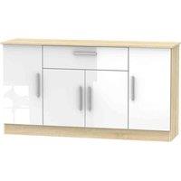 Welcome Furniture Ready Assembled Contrast 4 Door 1 Drawer Wide Unit In White & Bardolino Oak, White
