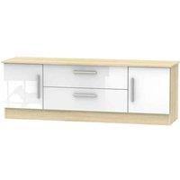 Welcome Furniture Ready Assembled Contrast 2 Door 2 Drawer Superwide Tv Unit In White & Bardolino Oak, White