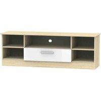 Welcome Furniture Ready Assembled Contrast Wide 1 Drawer Tv & Media Unit In White & Bardolino Oak, White