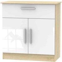 Welcome Furniture Ready Assembled Contrast 1 Drawer 2 Door Sideboard In White & Bardolino Oak, White