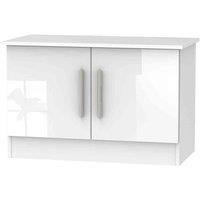 Welcome Furniture Ready Assembled Contrast Compact 2 Door Tv & Media Unit In White, White