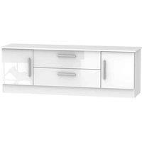 Welcome Furniture Ready Assembled Contrast 2 Door 2 Drawer Superwide Tv Unit In White, White