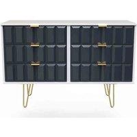 Welcome Furniture Ready Assembled Cube 6 Drawer Chest In Indigo Matt & White, Blue