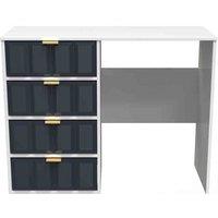 Welcome Furniture Ready Assembled Cube 4 Drawer Vanity In Indigo Matt & White, Blue