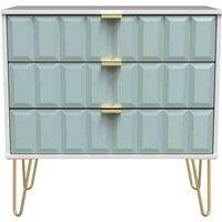 Welcome Furniture Ready Assembled Cube 3 Drawer Chest In Duck Matt & White, Blue