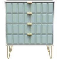 Welcome Furniture Ready Assembled Cube 4 Drawer Chest In Duck Matt & White, Blue