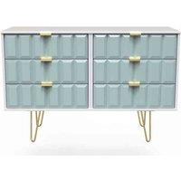 Welcome Furniture Ready Assembled Cube 6 Drawer Chest In Duck Matt & White, Blue
