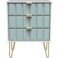 Welcome Furniture Ready Assembled Cube 3 Drawer Chest In Duck Matt & White, Blue