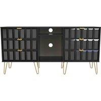 Welcome Furniture Ready Assembled Cube 6 Drawer Sideboard In Deep Black, Black