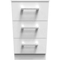 Welcome Furniture Ready Assembled Devon 3 Drawer Bedside Cabinet In White Matt, White