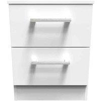 Welcome Furniture Ready Assembled Devon 2 Drawer Bedside Cabinet In White Matt, White