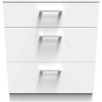 Welcome Furniture Ready Assembled Devon 3 Drawer Deep Chest In White Matt, White