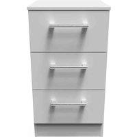 Welcome Furniture Ready Assembled Devon 3 Drawer Bedside Cabinet - Grey Matt, Grey