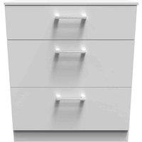 Welcome Furniture Ready Assembled Devon 3 Drawer Deep Chest In Grey Matt, Grey