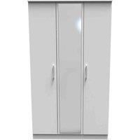 Welcome Furniture Ready Assembled Devon Triple Mirror Wardrobe In Grey Matt, Grey