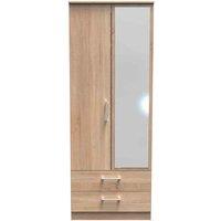 Welcome Furniture Ready Assembled Devon 2 Door 2 Drawer Mirror Wardrobe In Bardolino Oak, Brown