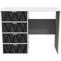 Welcome Furniture Ready Assembled Diamond 4 Drawer Vanity In Deep Black & White, Black