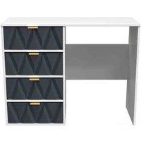 Welcome Furniture Ready Assembled Diamond 4 Drawer Vanity In Indigo Matt & White, Blue
