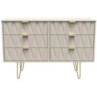 Welcome Furniture Ready Assembled Diamond 6 Drawer Chest In Kashmir Matt, Cream