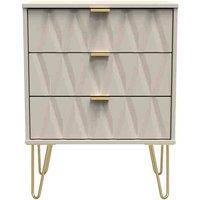 Welcome Furniture Ready Assembled Diamond 3 Drawer Chest In Kashmir Matt, Cream