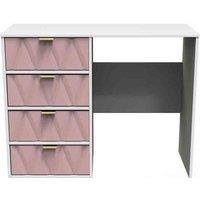Welcome Furniture Ready Assembled Diamond 4 Drawer Vanity In Kobe Pink & White, Pink