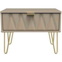 Welcome Furniture Ready Assembled Diamond 1 Drawer Wide Side Table In Mushroom, Brown