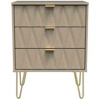 Welcome Furniture Ready Assembled Diamond 3 Drawer Midi Sideboard In Mushroom, Brown