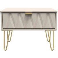 Welcome Furniture Ready Assembled Diamond 1 Drawer Wide Side Table In Kashmir Matt, Brown