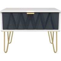 Welcome Furniture Ready Assembled Diamond 1 Drawer Wide Side Table In Indigo Matt & White, Blue