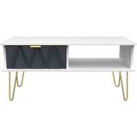 Welcome Furniture Ready Assembled Diamond 1 Drawer Coffee Table In Indigo Matt & White, Blue