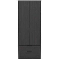 Welcome Furniture Ready Assembled Diego G 2 Door 2 Drawer Wardrobe In Black Ash, Black