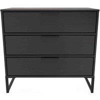 Welcome Furniture Ready Assembled Diego G 3 Drawer Chest In Black Ash, Black