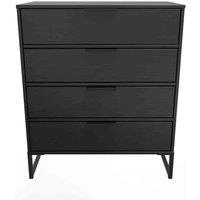 Welcome Furniture Ready Assembled Diego G 4 Drawer Chest In Black Ash, Black