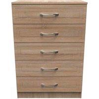 Welcome Furniture Ready Assembled Dorset 5 Drawer Chest In Bardolino Oak, Brown