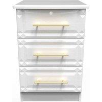 Welcome Furniture Ready Assembled Faye 3 Drawer Bedside Cabinet - Lockable In White Ash, White