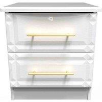 Welcome Furniture Ready Assembled Faye 2 Drawer Bedside Cabinet - Lockable In White Ash, White