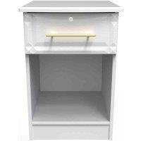 Welcome Furniture Ready Assembled Faye 1 Drawer Bedside Cabinet - Lockable In White Ash, White