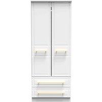 Welcome Furniture Ready Assembled Faye 2 Door 2 Drawer Wardrobe With Shelf & Hanging Rail In White Ash, White