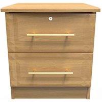 Welcome Furniture Ready Assembled Faye 2 Drawer Bedside Cabinet - Lockable In Modern Oak, Brown