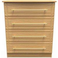 Welcome Furniture Ready Assembled Faye 4 Drawer Chest In Modern Oak, Brown