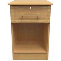 Welcome Furniture Ready Assembled Faye 1 Drawer Bedside Cabinet - Lockable In Modern Oak, Brown