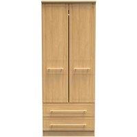 Welcome Furniture Ready Assembled Faye 2 Door 2 Drawer Wardrobe With Shelf & Hanging Rail In Modern Oak, Brown