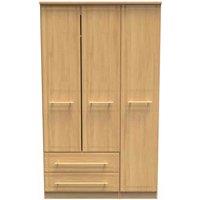 Welcome Furniture Ready Assembled Faye Triple Wardrobe In Modern Oak, Brown