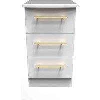 Welcome Furniture Ready Assembled Haworth 3 Drawer Bedside Cabinet In White Ash, White
