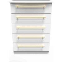 Welcome Furniture Ready Assembled Haworth 5 Drawer Chest In White Ash, White