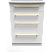 Welcome Furniture Ready Assembled Haworth 4 Drawer Deep Chest In White Ash, White